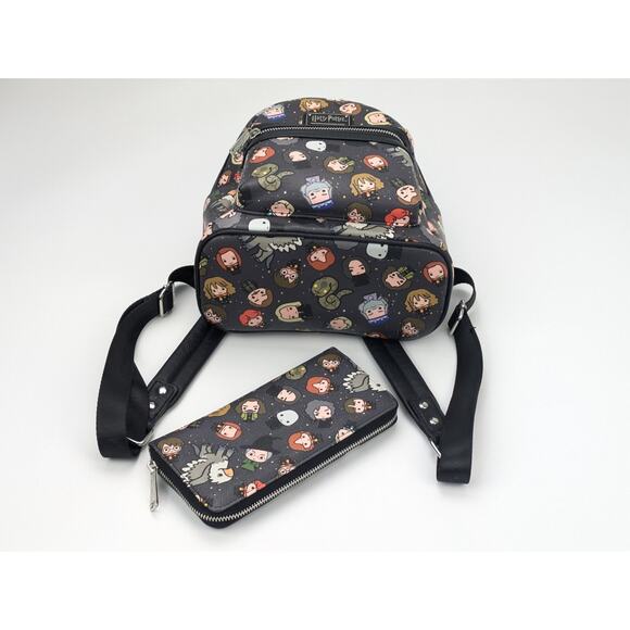 Loungefly Harry Potter Chibi Character All Over Print Backpack & Wallet Set - Picture 5 of 8
